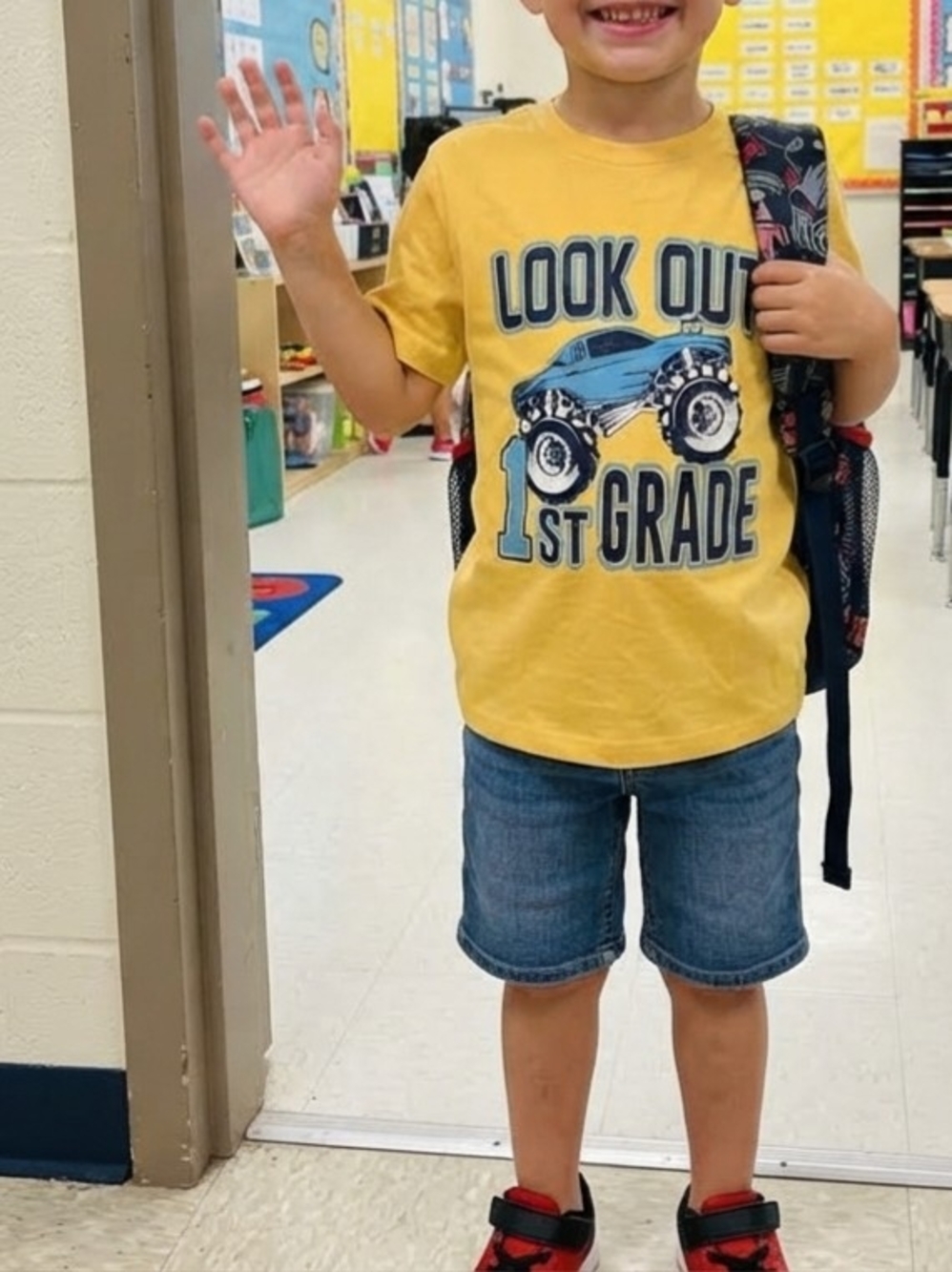 THE C PLACE Boys Yellow Monster Truck Graphic "Look Out 1st Grade Tee 10/12 NWT